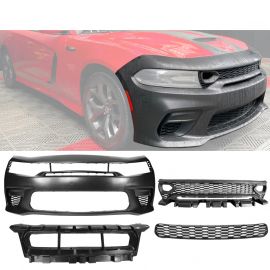 2015-2023 Dodge Charger Widebody SRT Style (For Non Widebody) Unpainted Front Bumper (OEM Grade Plastic)