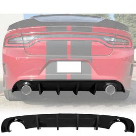 BLD-DCHR154F-GBK | 2015-2023 Dodge Charger Base SXT Rear Diffuser Splitter (Gloss Black) | Ikon Motorsports