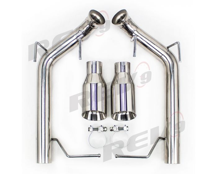 Stainless Steel CB-1023 Sport-tuned Muffler Rev9 FlowMaxx Axle-Back Exhaust Kit compatible with Ford Mustang V8 2011-14 