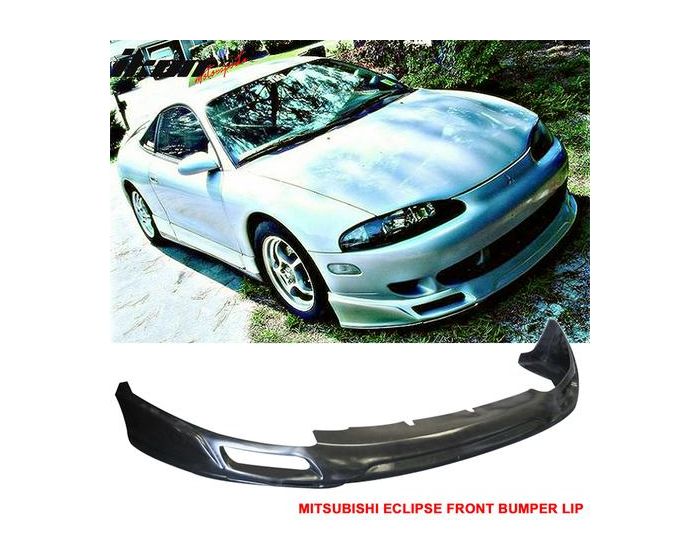 JDM sport Style PU Black Front Lip Spoiler Splitter by IKON MOTORSPORTS Front Bumper Lip Compatible With 1995-1996 MITSUBISHI ECLIPSE PU 