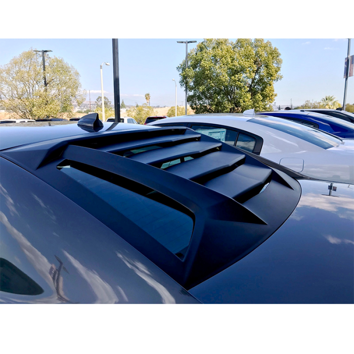 Compatible With 2011-2021 Dodge Charger Ikon V2 Style Gloss Black ABS Rear Vent Cover IKON MOTORSPORTS Window Louver 